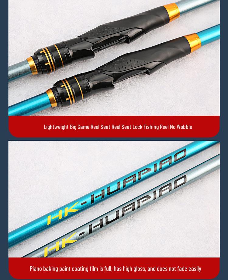 Ultra-Hard Carbon Shore Fishing Rod with Large Guides, No. 4, Dual-Purpose for Hand or Sea, Smooth Float Design