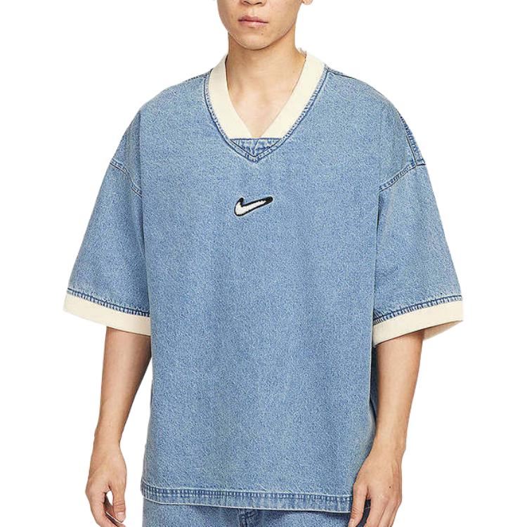 Nike Vintage V-Neck Denim Short Sleeve Basketball Jersey Men jerseys HV1919-436 M