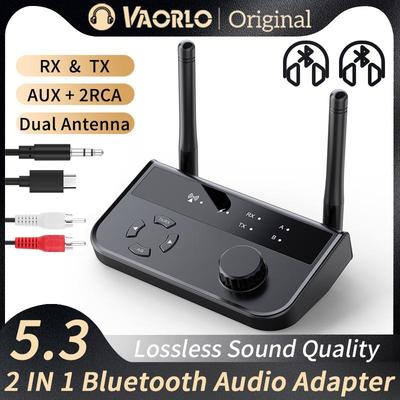 2-in-1 Bluetooth 5.3 Audio-Empfänger-Sender 3,5-mm-Aux-Buchse RCA Stereo-Musik-Wireless-Adapter-Dongle für TV-Auto-PC-Kopfhörer