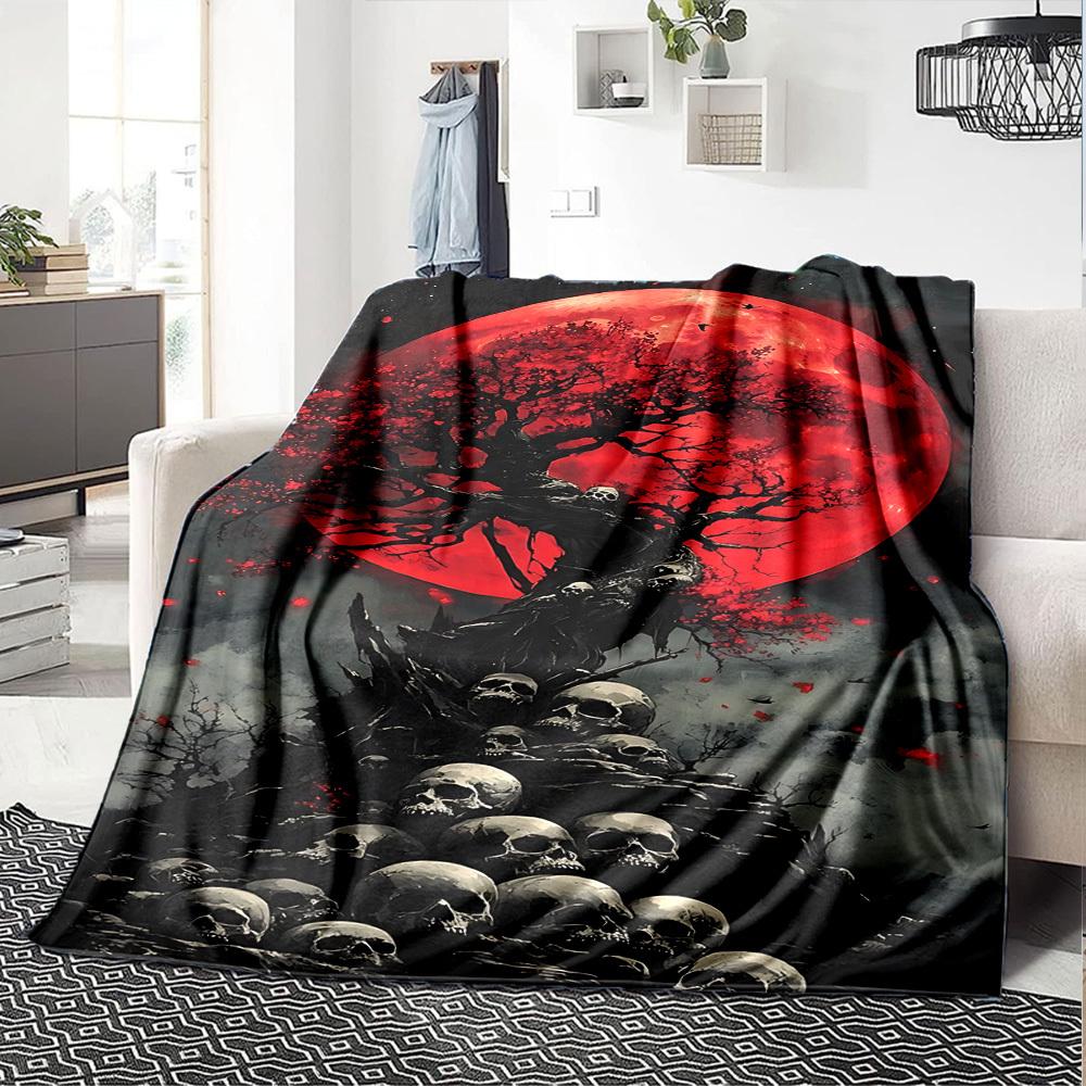 1pc Moonlit, Cemetery Soft Warm Throw Blanket Nap Blanket For Couch Sofa Office Bed Camping Travel,Comfortable