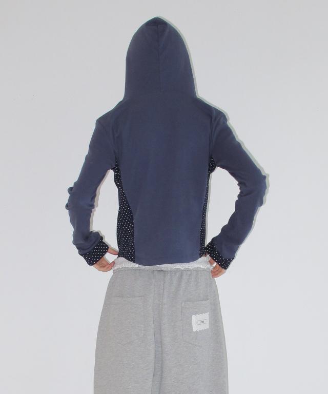 RONRON Punktmuster Dünner Hoodie Langarm Marine