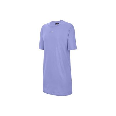 Embroidered Logo Print Sports Casual Comfortable Soft Short Sleeve Dress Women Dresses Light-Purple CJ2242-569