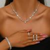 Versatile Rhinestone Jewelry Set: Necklace, Bracelet, Earrings & Ring