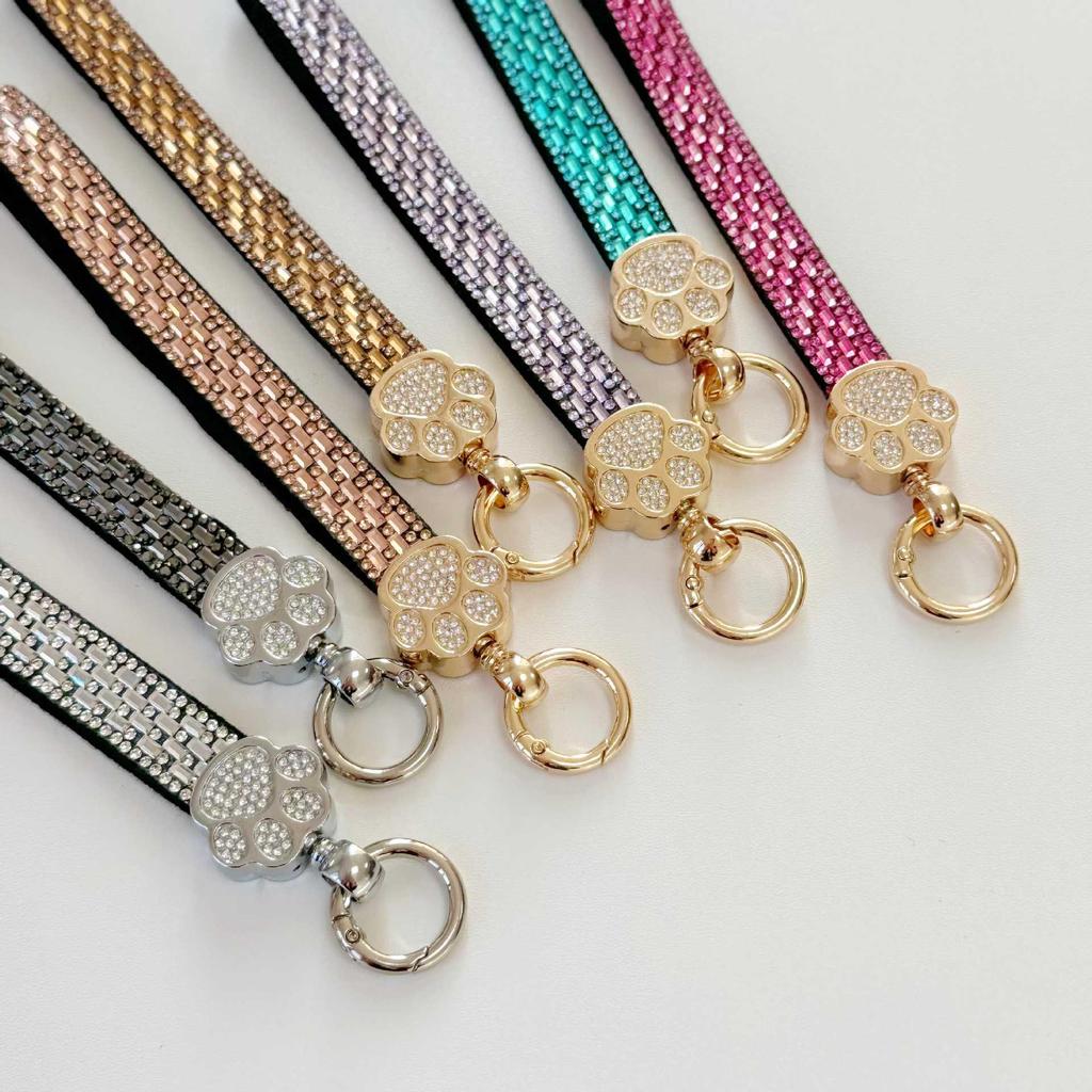Lanyard per Telefono con Zampa di Gatto in Strass di Lusso Ailaiya - Catena Universale Anti-Perdita alla Moda, Opzioni Lunghe e Corte per Uso Esterno