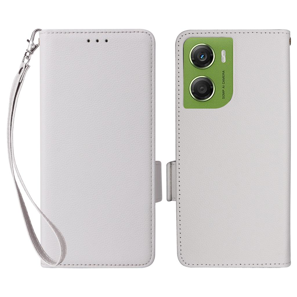For Motorola Moto G06 4G/G06 Power 4G Case Litchi Texture Wallet Leather Phone Cover with Wrist Strap