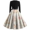 Women's Fashion Round Neck Casual Slim-fit Easter Printed Large Swing Long Sleeve Dress