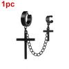 Punk Cross Tassel Øredobber Kvinner Integrert Clip Stud Ørering Kristen Gotisk Hip Hop Smykker Metallkjede Ørering Ørering Ørering Menn