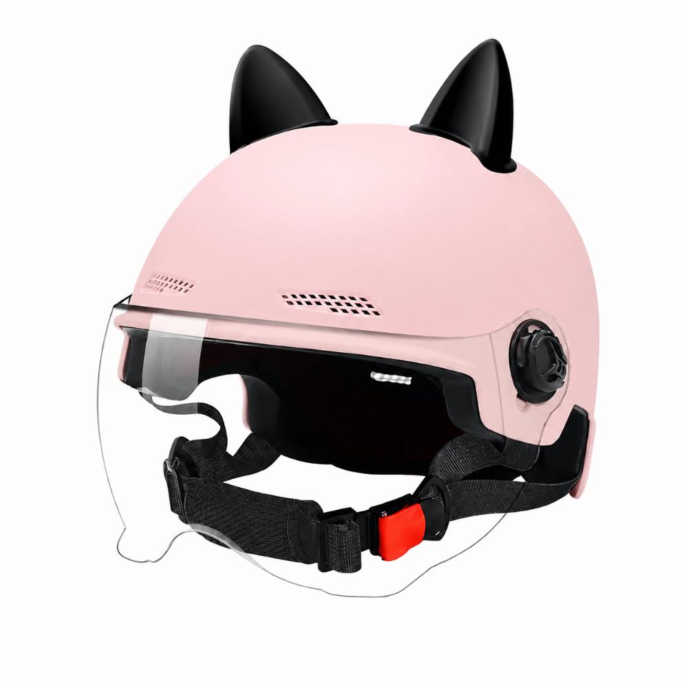 Casco Eléctrico Ajustable para Coche Decoración de Orejas de Gato Casco de Equitación Casco de Motocicleta Mujer