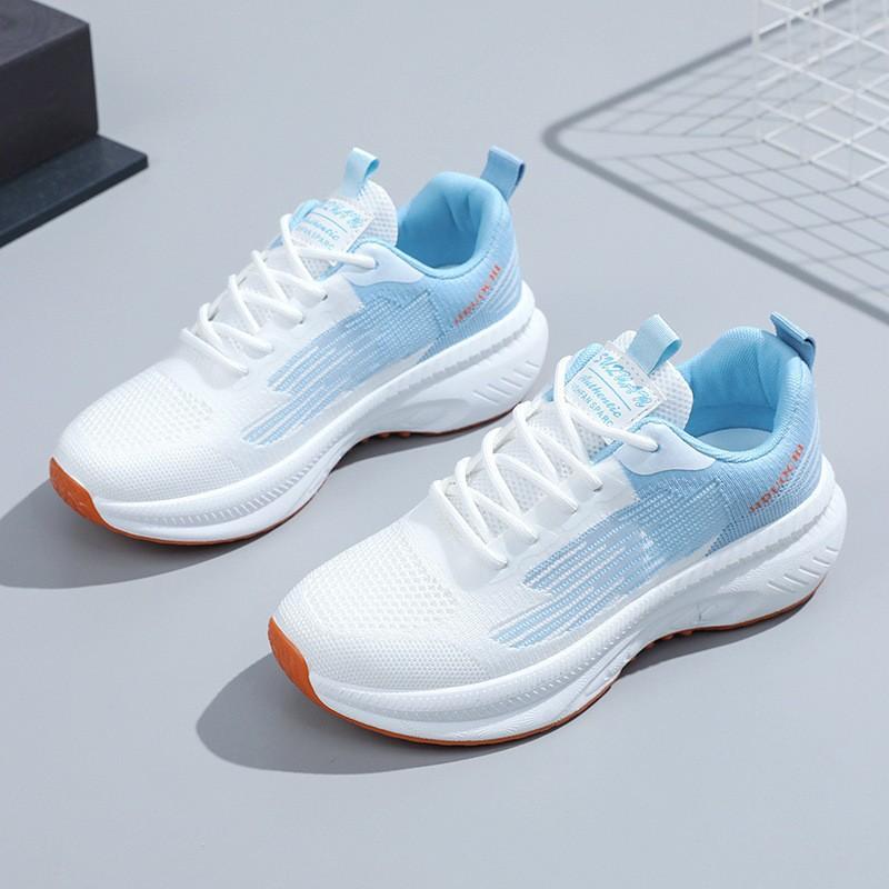 Sports shoes spring and summer fly-woven running shoes outdoor daily color matching platform comfortable women's shoes