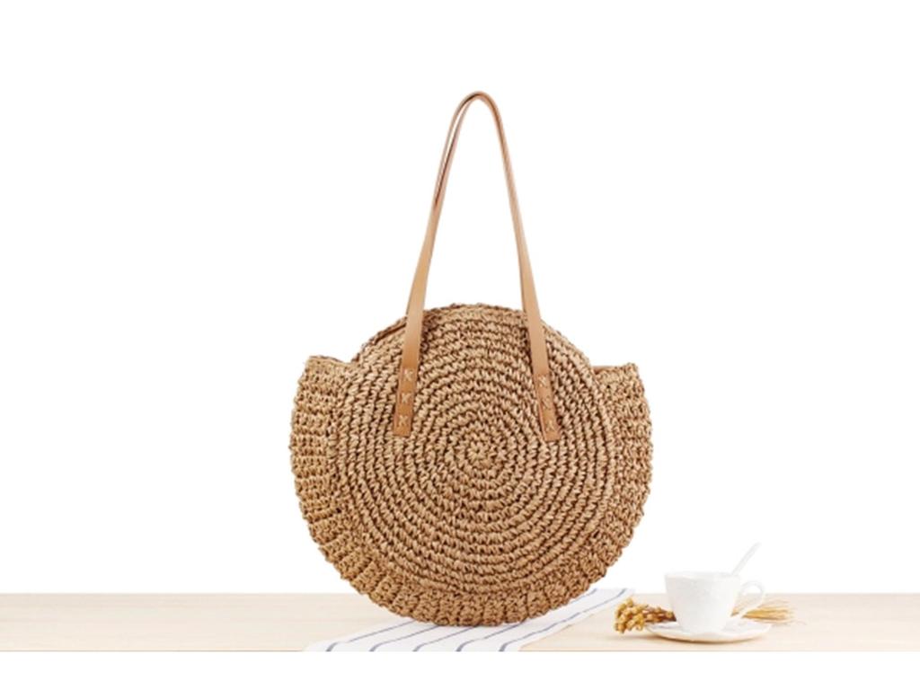 Women's Large Capacity Woven Round Shoulder Bag - Fashionable Beach & Commuter Style
