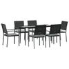 VidaXL Garden Dining Set 7 Pcs Cushions Wicker Steel 3187006