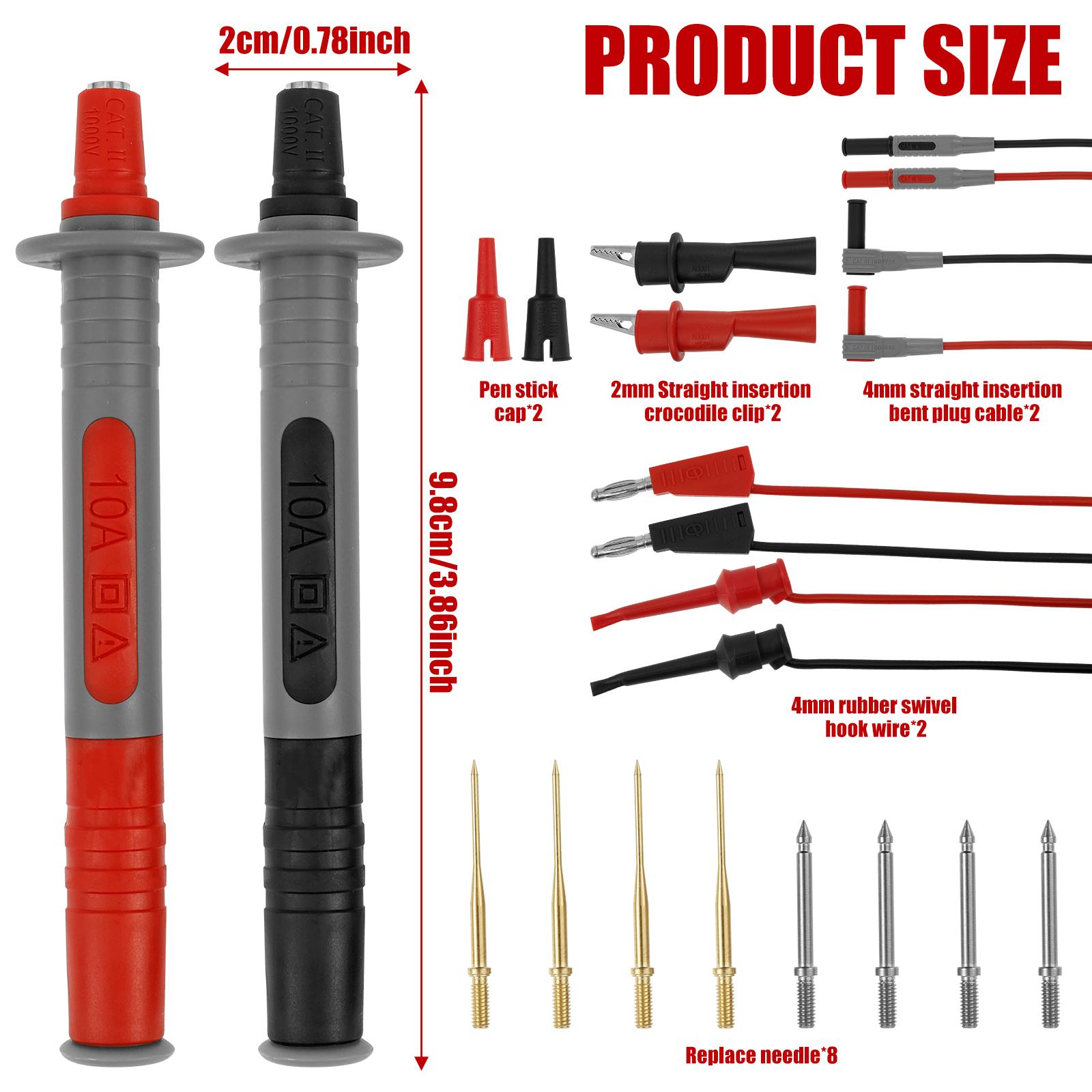 

18pcs Multimeter Leads Kit Professional and Upgraded Test Leads Set with Replaceable Test Multimeter Probes Alligator Clips