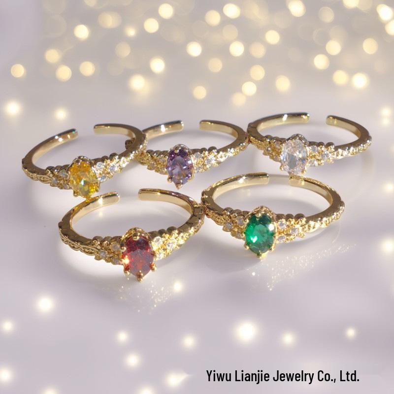 

Japanese Retro Luxury Zircon Gold-Plated Open Ring