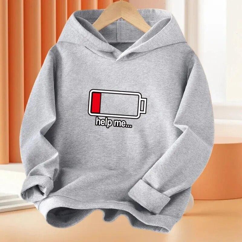 Neue Low Battery Help me Hoodies Bedruckte Unisex Damenmode Hip Hop Hoodie Kapuzenpullover Pullover Unisex Trainingsanzüge Kleidung
