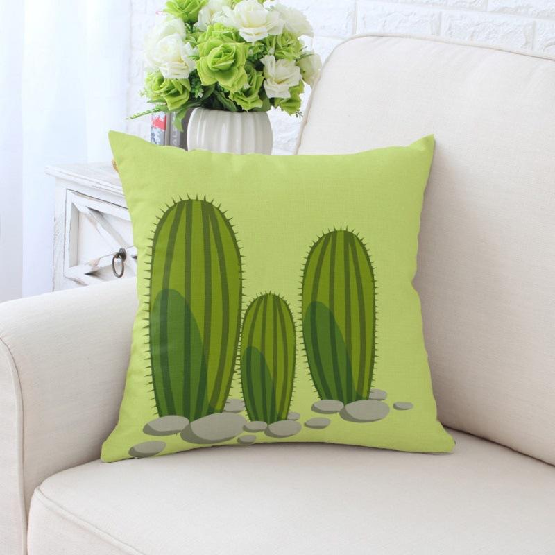 Fresh Tropical Cactus Potted Plant Pattern Home Living Room Sofa Bedroom Decorative Pillow Pillow Case
