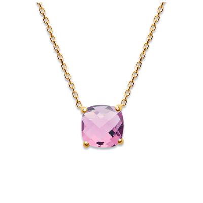 [Q4695] - Gold Plated Necklace 'Sissi' Purple Gold - 45 Cm 8 Mm