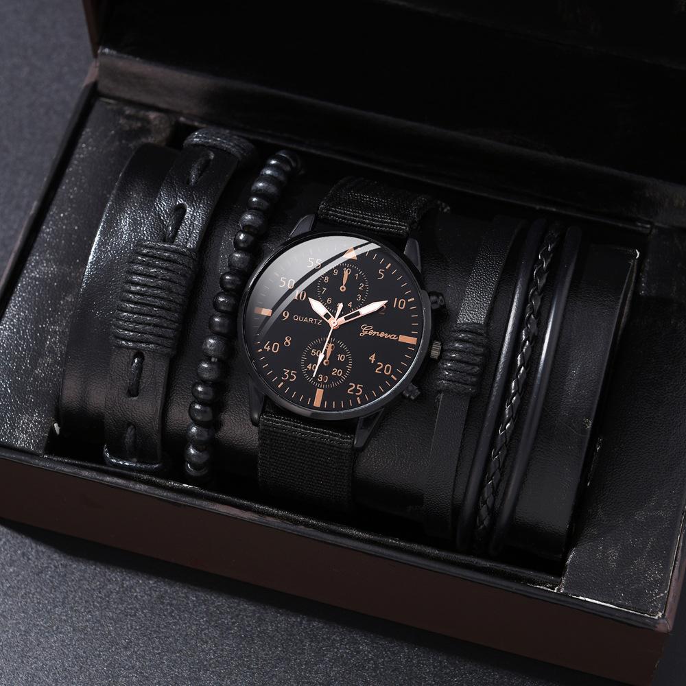 Men's Watch High-end Hong Kong Style Fashion Watch Fashion Versatile Quartz Watch High-end Watch Men's Watch Set
