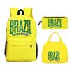 Lustiges Mexiko Brasilien Buchstaben-Print 3-teiliges Set Rucksack Fußballliebhaber Kinder Jungen Mädchen Rucksack Federmäppchen und Brotdosen Set Geschenke