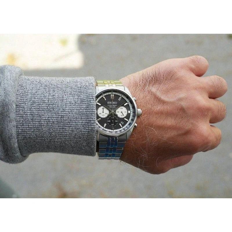 SEIKO Sport Chronograph Black Dial Stainless Steel Men’s Watch SSB429P1