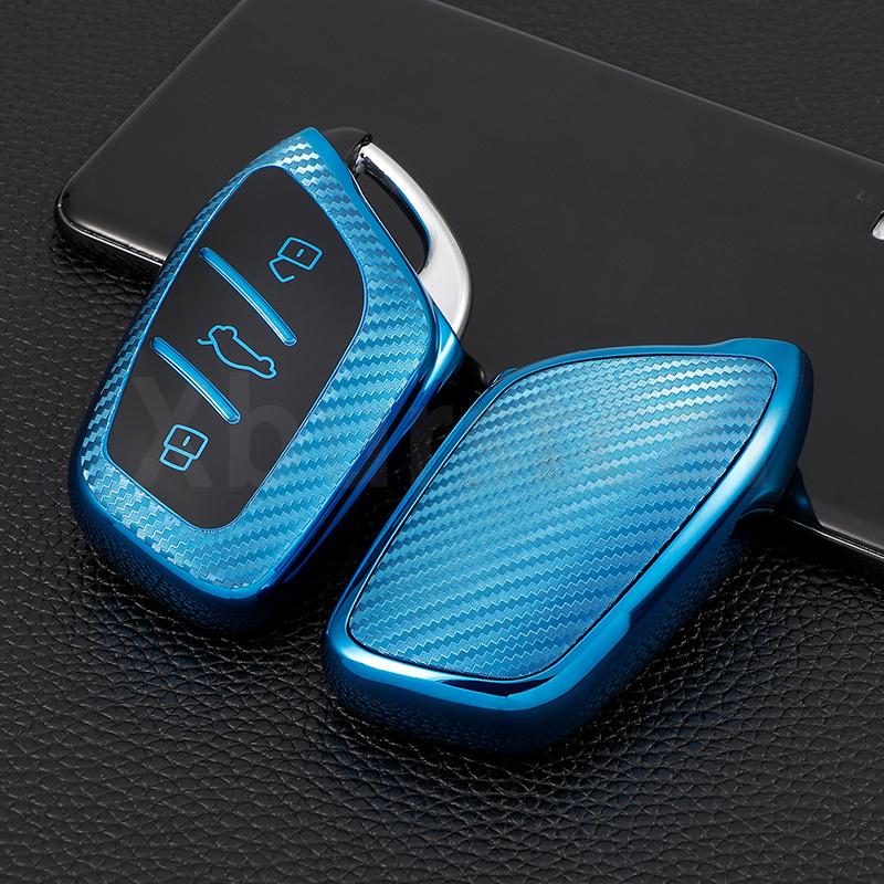 

Carbon Fibre TPU Car Remote Key Case Shell Fob Holder Cover Bag for MG ZS HS 5 6 EZS for Roewe RX8 RX5 RX3 I6 I5 Accessories синій