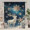 JIT 2pcs Sparkling Snowflake Deer Curtain   Winter Window Decor   Polyester Rod Pocket Drapes   Home Decor