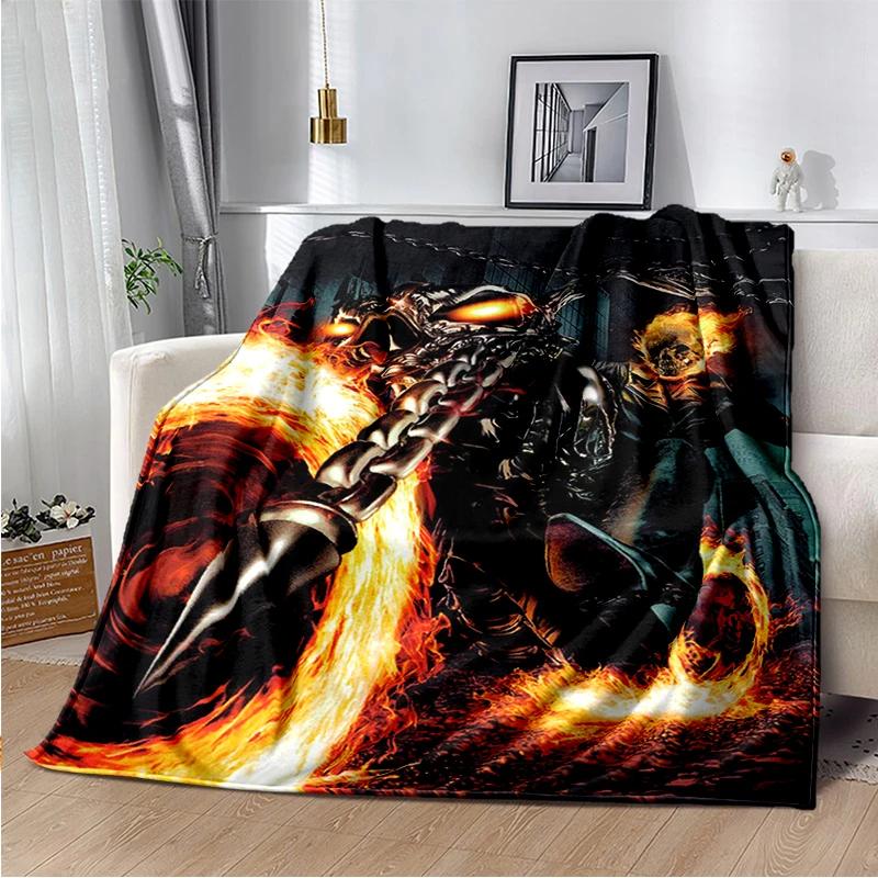 2026 New Marvel Horror Ghost Rider Cartoon Gift Soft Blanket,Soft Throw Blanket for Home Bedroom Bed Sofa Picnic Child Cover Kid