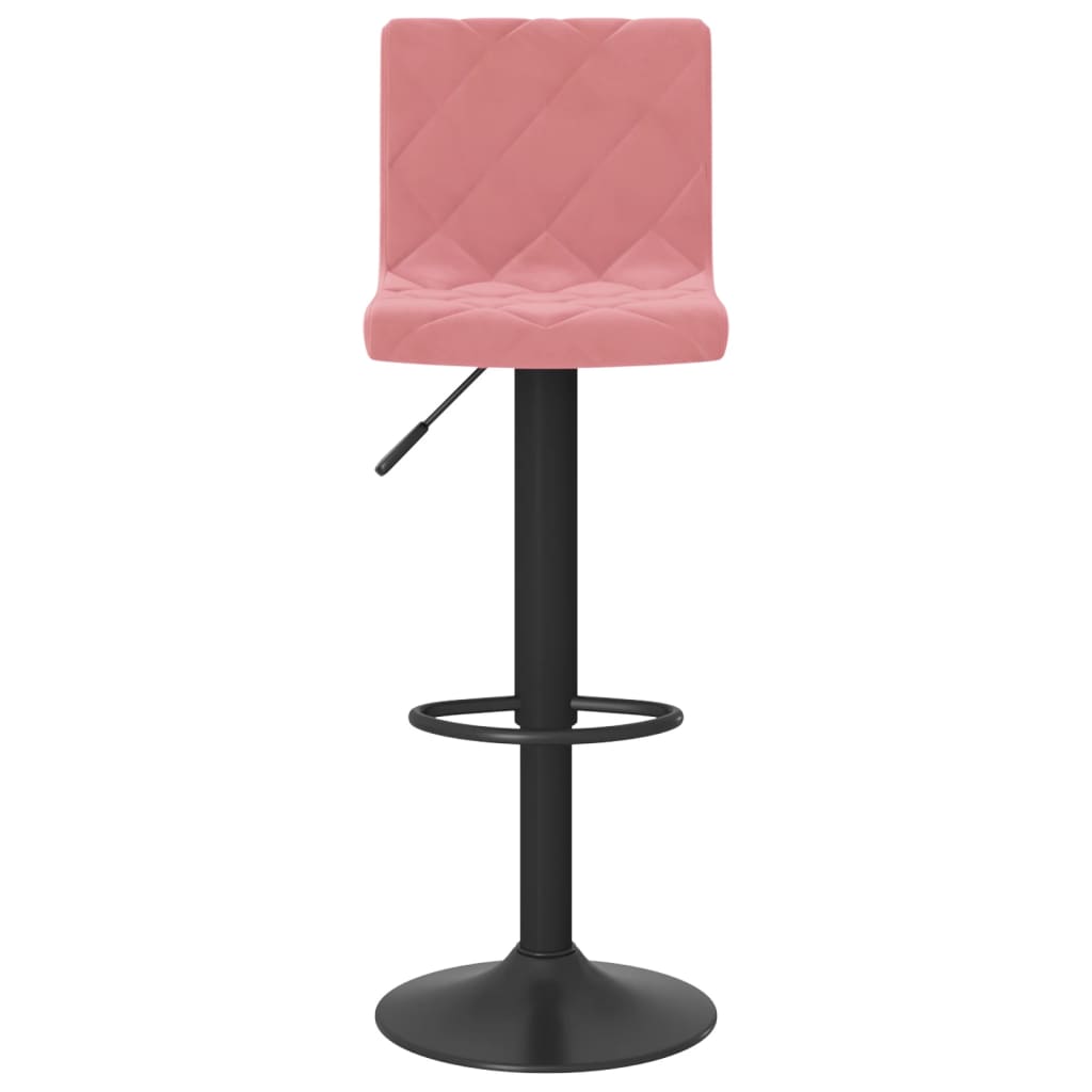 Bar Stool Set of 2 Pink Velvet