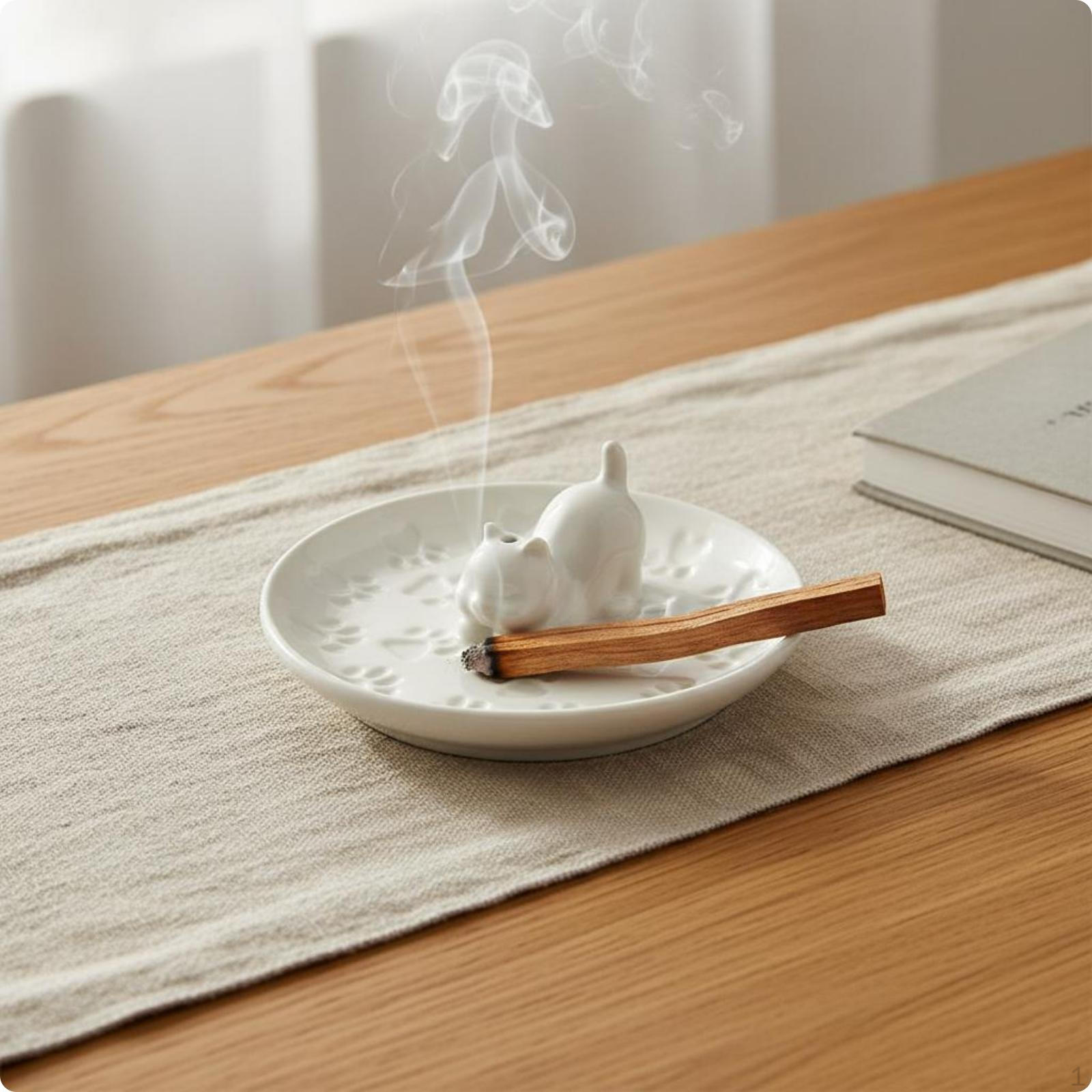 Scent Holder Multifunctional Cat Incense Burner Decorative for Indoor Stand Cat Stand White