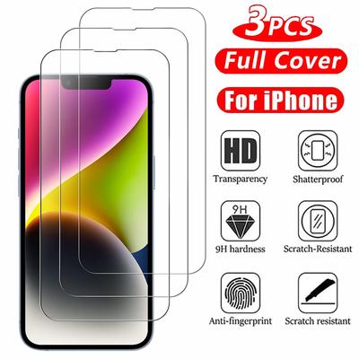 3 Stück Hartglas für iPhone 13 14 15 Pro Max Displayschutzfolie für iPhone 11 12 Pro protector pantalla iphone 13 Handyfolie