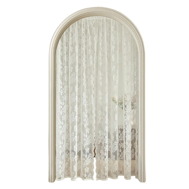 

1Piece Vintage Florals Embroidery Clear Laces Curtain Panel Privacy & Light Filtering, Machine Washable 100x200cm