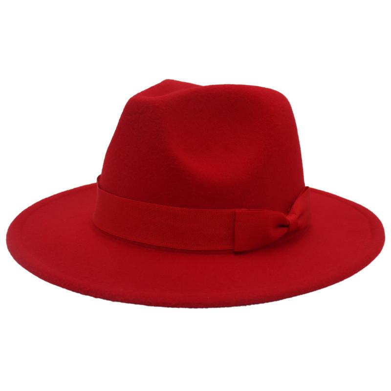 

European Style Fedora Hat With Wide Brim For Winter Sun Protection And Breathability RedPink