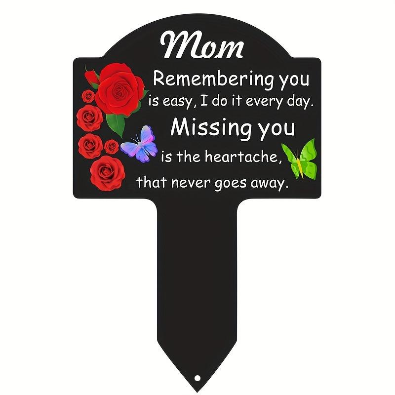1pc Garden Memorial Stake for Mom/Dad/Brother/Mom and Dad/Husband/Wife and Other Relatives, Flower Butterfly Theme for Cemetery