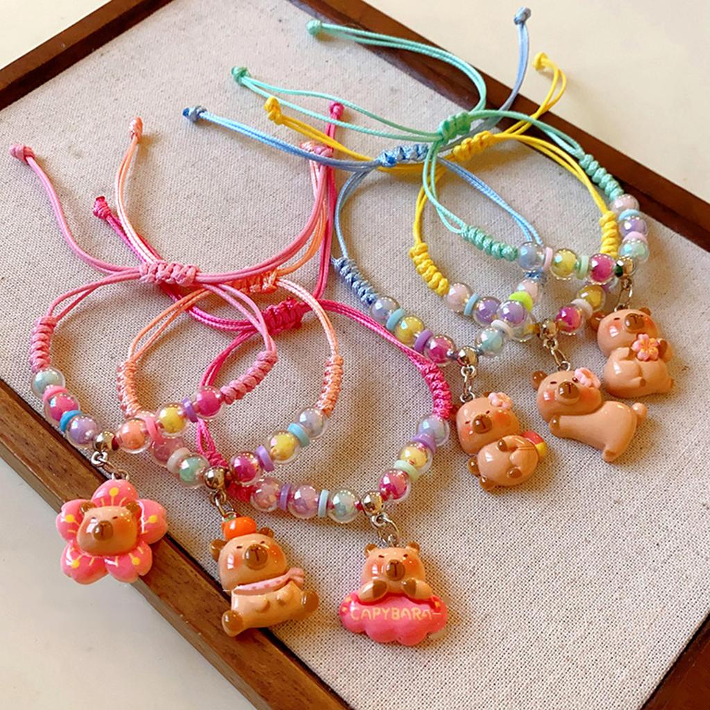 Særpreget Capybara-armbånd i resin Håndvevd snorarmbånd Motehåndleddsmykker for egen stil og gavegiving