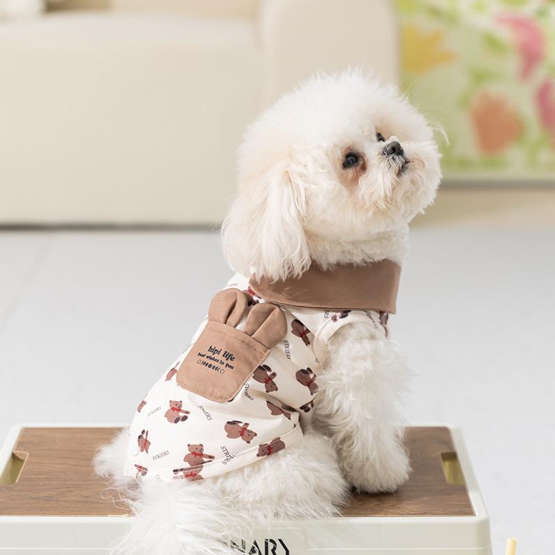 

Новая весенне-летняя одежда для щенков, полная маек с мишками, летняя тонкая домашняя одежда, одежда для питомцев-тедди XXL (recommended weight 15-10kg)