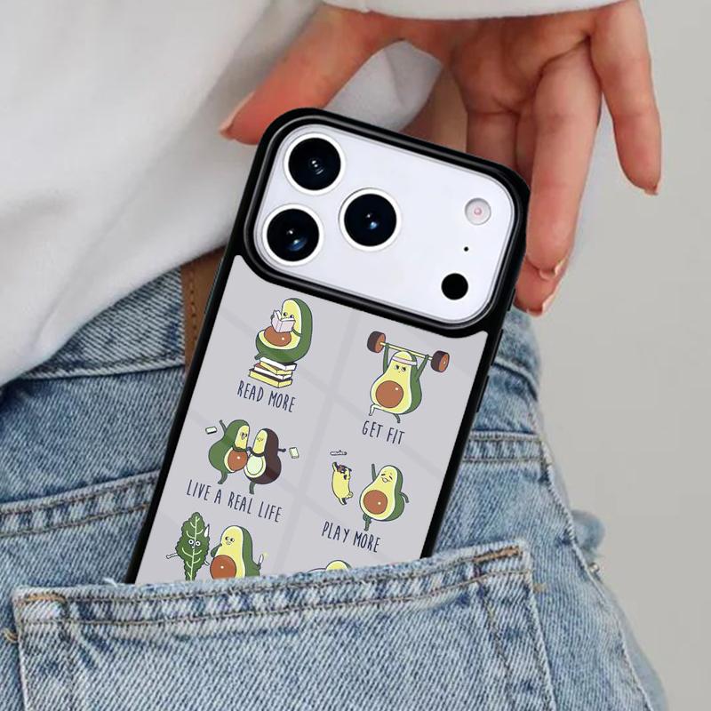 Cute Avocado Cartoon Phone Case for iPhone 16e 15 14 13 12 17 Pro Max Plus Air 17pro Cover Coque