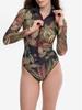 New European & American Sexy Long-Sleeve Zipper Swimsuit for Women