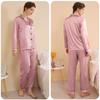 Plus Size Women's Silk Pajama Set - Long Sleeve & Pants for Spring/Summer