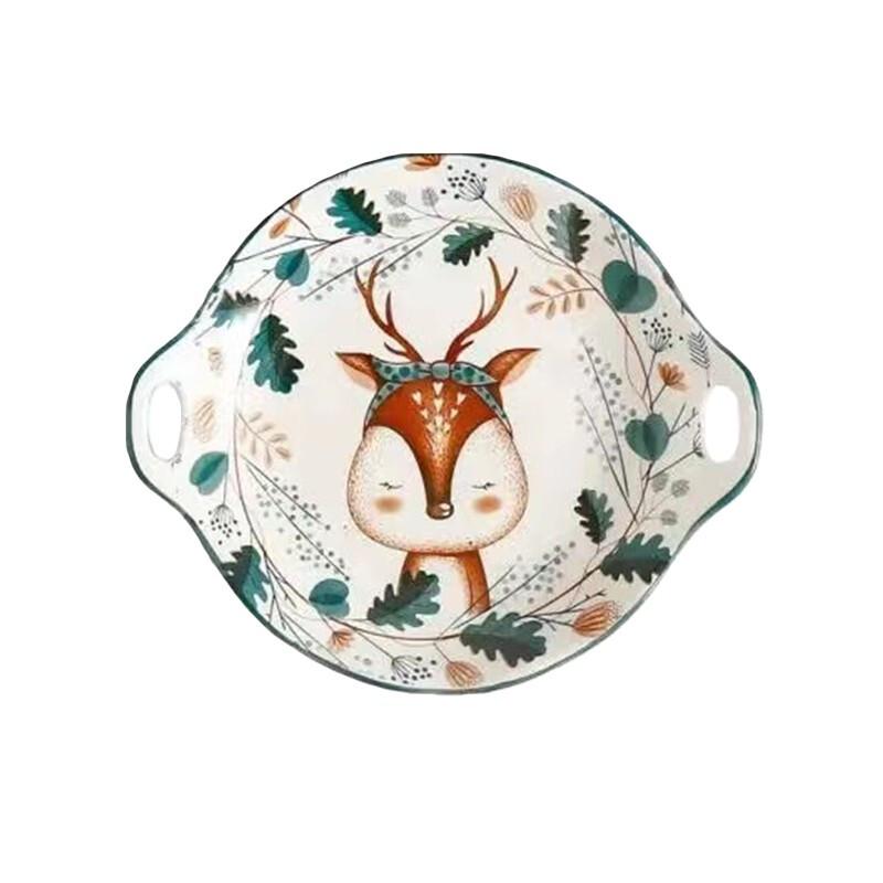 Cute Reindeer Japanese Style Ceramic Dinner Plate