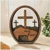 1pcs Easter Multi-Layer 3D Wooden Cross Decor Home Office Desktop Ornament Easter Egg Craft Decoration