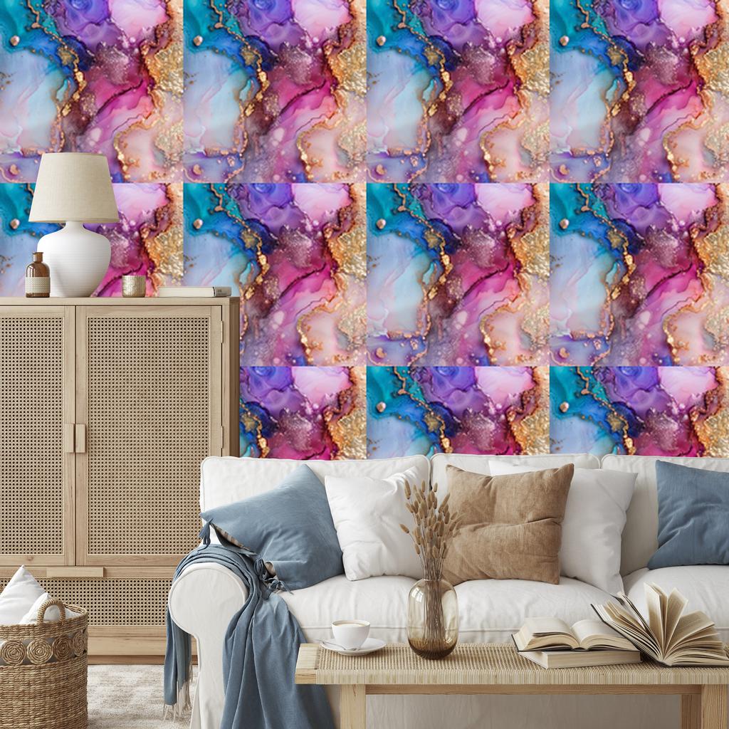 Ink Wallpaper Violet, Purple and Blue for Living Room and Bedroom 50x1000
