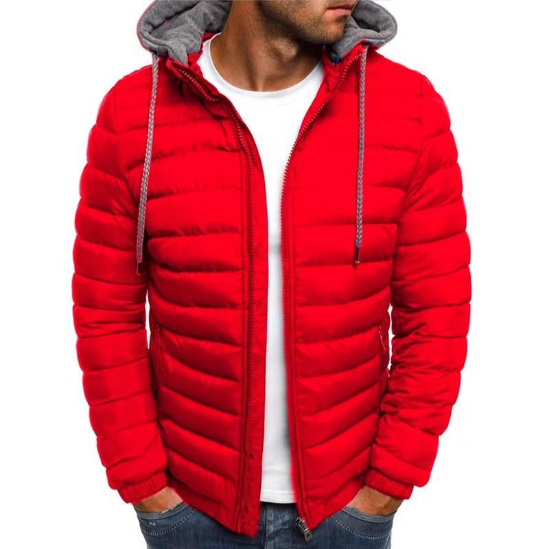 

Men s Lightweight Puffer Jacket Hooded Warm Winter Quilted Coat Cotton M красный