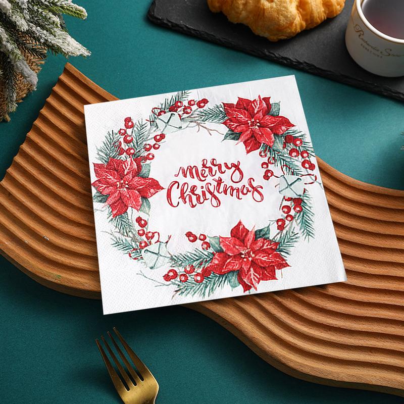 Christmas Printed Napkins Christmas Theme Printing Paper Towel Square Christmas Design Tissue Paper For Christmas Theme Parties