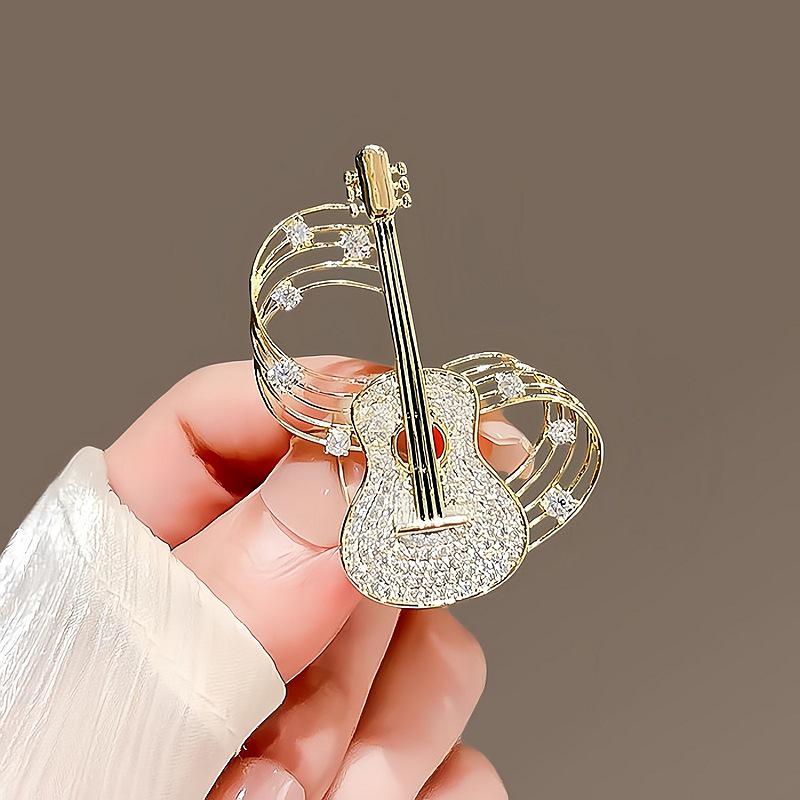 2024 Stylish Musical Note Guitar Brooch for High-End Suit and Corsage Accessories