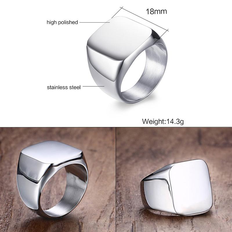 Vnox Retro-Initialen-Siegelring für Männer, 18 mm, sperrig, schwerer Stempel, männliches Band, Edelstahl, Buchstaben, individueller Schmuck, Geschenk für Ihn