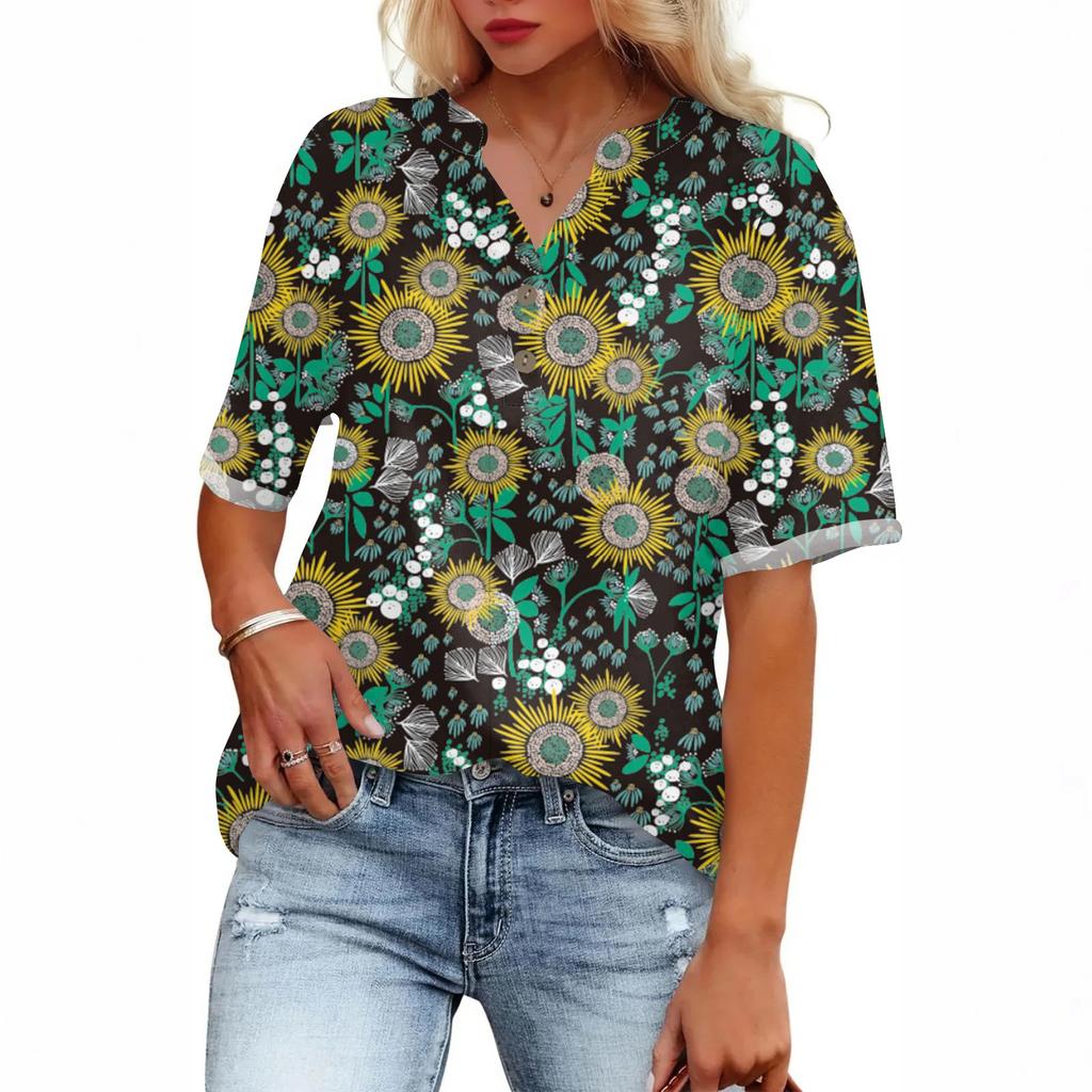 Linen Tops For Women Summer V Neck Short Sleeve Length Sleeve Womens Tops Casual Loose Fit Blouses