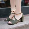 Sandály s otevřenou špičkou na vysokém podpatku Letní trend Dámské Boty na silném podpatku European American Fish Mouth Sandály