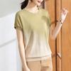 Women's Knitted T-shirt Ice Silk Short Sleeved Round Neck Top for Middle-aged and Elderly Women's Clothing