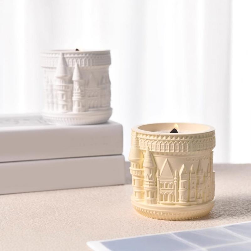 Silikonform für Kerzenherstellung und Resin-Kunst Schlösser Aufbewahrungsbecher Basteln Nordische Designs Heimdekoration Täglicher Gebrauch