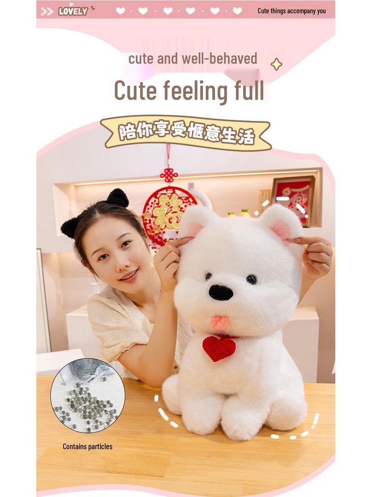 West Highland Terrier Puppy Tongue Out Plush Toy Doll Figurine