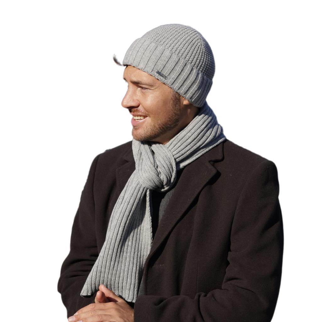 Men' Gray Set - Dakar Hat and Scarf, 100% Acrylic